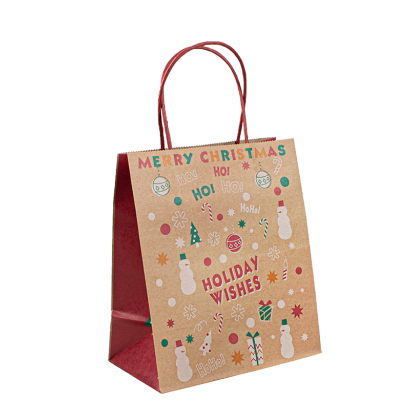 Benutzerdefinierte gedruckte biologisch abbaubare Geschenkbeutel mit Griff, Verpackung brauner Kraftpapierbeutel