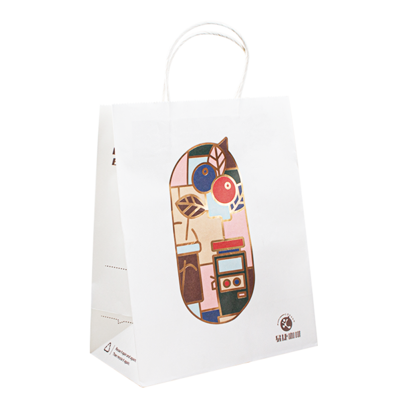 Kraftpapier -Shop -Tasche Papier Geschenktüten mit Griffen kleine Einkaufsbühne Papiertüte Custom